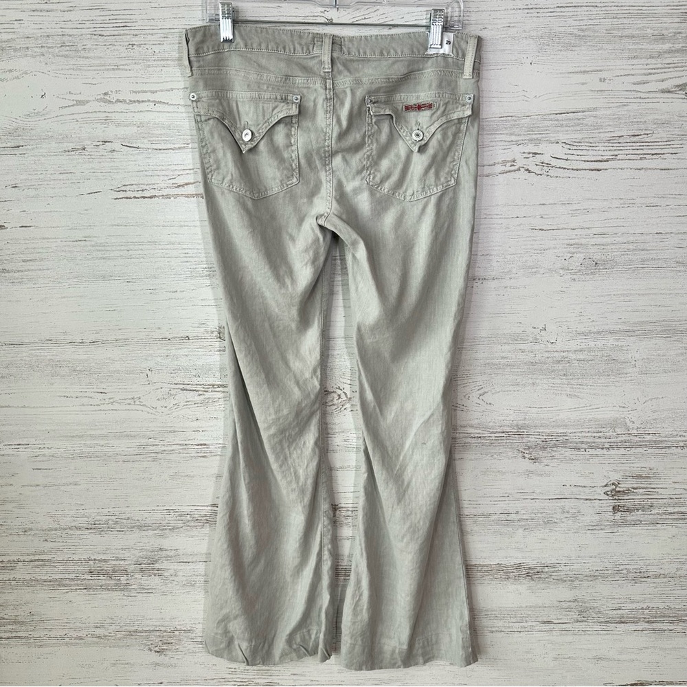 HUDSON Ferris Flare Low Rise Linen Lightweight Pants 29 in Oyster - Picture 6 of 10
